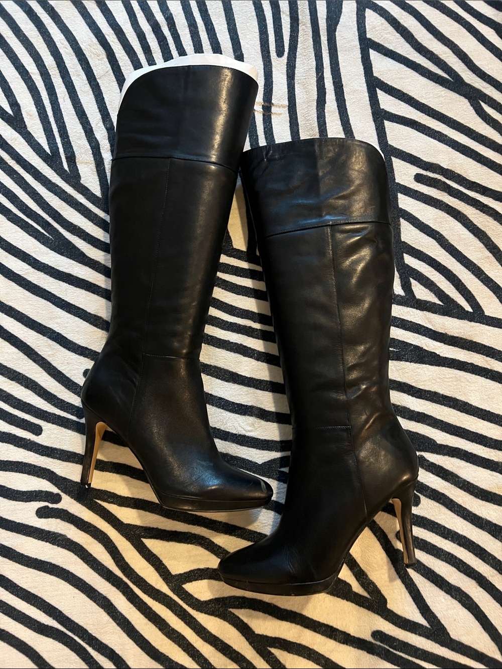 Audrey Brooke Black Over-the-Knee Stiletto Boots
